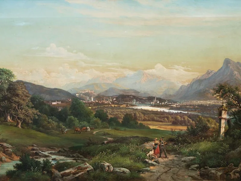 1836-Carl Reichert - Veduta di Salisburgo nel 1866